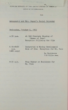Ambassador and Mrs. Meyer's Social Calendar, October 6, 1965