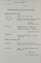 Ambassador and Mrs. Meyer's Social Calendar,  October 24, 1965