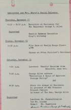 Social Schedule for Armin H. and Mrs. Meyer, Th-Sat. November 11-13, 1965