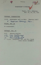 Ambassador [Armin H. Meyer]'s Schedule, Thursday-Saturday, November 25-27, 1965