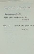 Ambassador and Mrs. Meyer's Social Schedule, December 23, 1965