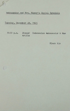 Ambassador and Mrs. Meyer's Social Schedule , December 28, 1965