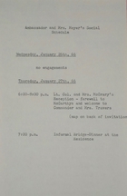 Ambassador and Mrs. Meyer's Social Schedule January 26-27, 1966