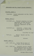 Ambassador and Mrs. Meyer's Social Schedule April 2-4, 1966