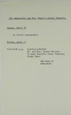 Ambassador and Mrs. Meyer's Social Schedule April 10-11, 1966