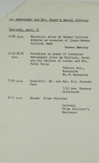 Ambassador and Mrs. Meyer's Social Schedule April 21, 1966