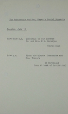 Ambassador and Mrs. Meyer's Social Schedule, July 12, 1966