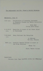 The Ambassador and Mrs. Meyer's Social Schedule, Wednesday, July 13, 1966
