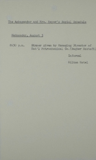 Ambassador and Mrs. Meyer's Social Schedule, August 3, [1966]