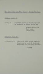 Ambassador and Mrs. Meyer's Social Schedule, August 5-6, 1966