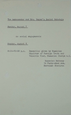 Ambassador and Mrs. Meyer's Social Schedule, August 7-8, 1966
