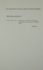Ambassador and Mrs. Meyer's Social Schedule, August 10, 1966