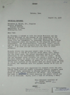 First Page of Letter to Theodore L. Eliot (U.S. Department of State), re: Military Sales to Iran, August 20, 1966