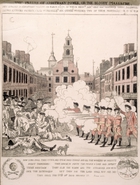 The Bloody Massacre on 5th March 1770, 1770 (coloured engraving)