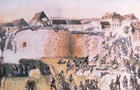 The Hungarian Revolution of 1848: Austrian troops assault the Buda Castle on 21st May 1849 (w/c on paper)