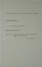 Ambassador and Mrs. Meyer's Social Schedule, January 6-7, 1967