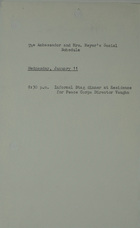 Ambassador and Mrs. Meyer's Social Schedule, January 11, 1967