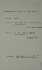 Ambassador and Mrs. Meyer's Social Schedule, January 19, 1967