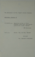 Ambassador and Mrs. Meyer's Social Schedule, January 18, 1967