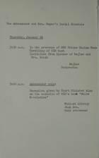 Ambassador and Mrs. Meyer's Social Schedule, January 26, 1967