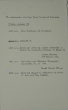Ambassador and Mrs. Meyer's Social Schedule, January 27, 1967