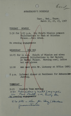 Ambassador's Schedule, March 21-23, 1967