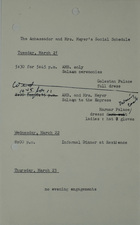 Ambassador and Mrs. Meyer's Social Schedule, March 21, 1967