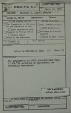 Transmittal Slip from Armin H. Meyer to Theodore L. Eliot, Jr., March 29, 1967