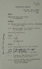 Ambassador's Schedule, February 17-20, 1967