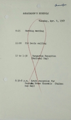 Ambassador's Schedule, April 4, 1967