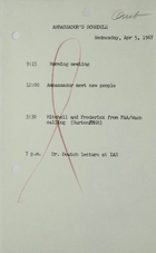 Ambassador's Schedule, April 5, 1967