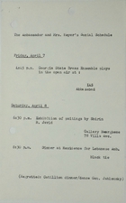 Ambassador and Mrs. Meyer's Social Schedule, April 7-8, 1967