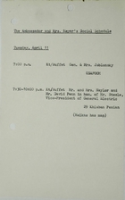 Ambassador and Mrs. Meyer's Social Schedule, April 11, 1967