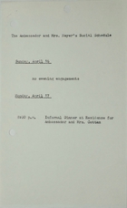 Ambassador and Mrs. Meyer's Social Schedule, April 16-17, 1967