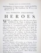British recruitment poster for the First Battalion of Pennsylvania Loyalists, during the American Revolutionary War (engraving)