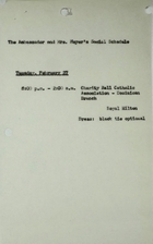 Ambassador and Mrs. Meyer's Social Schedule, February 27, 1968