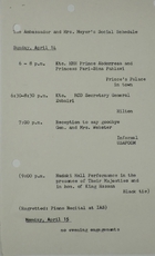 Ambassador and Mrs. Meyer's Social Schedule, April 14-15, 1968