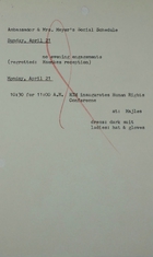 Ambassador and Mrs. Meyer's Social Schedule, April 21-22, 1968