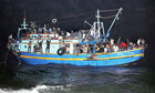 Arrival of Overloaded Refugee Boat off Lampedusa, Italy, 8th May 2011 (photo)