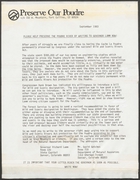 Draft of Preserve Our Poudre Action Alert: Writing to Governor Richard Lamm, September 1983