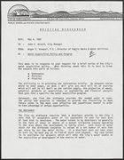 Briefing Memorandum from Roger E. Krempel to John E. Arnold re: Water Acquisition Policy and Program, May 4, 1982