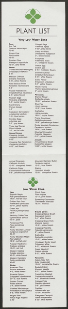 Colorado Front Range Xeriscape Plant List, undated. Printed by Front Range Xeriscape Task Force