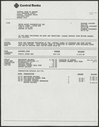 Central Banks Financial Document for Metro Water Conservation, Inc., 8-31-89