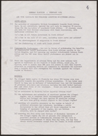 Flyer from Anti-Apartheid Movement, re: Questions on Southern Africa for candidates in the General Election, February 13, 1974