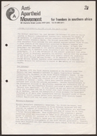 Anti-Apartheid Movement statement, re: Marconi tropospheric scatter system and South Africa, circa 1983