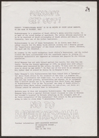 Anti-Apartheid Movement flyer, re: Mangope Get Out! No to Bophutatswana!, circa 1982