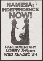 Anti-Apartheid Movement flyer, re: Namibia: Independence Now!, December 12, 1984