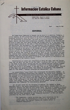 Informacion Catolica Cubana: Boletin del Comite de Catolicos Cubanos en el Exilio, No. 5, September 15, 1961