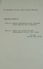 Ambassador and Mrs. Meyer's Social Schedule, August 7, 1968