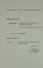 Ambassador and Mrs. Meyer's Social Schedule, August 11-12, 1968